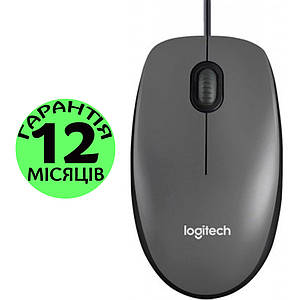 Комп'ютерна миша для ПК і ноутбука Logitech M100 сіра, USB, середній розмір, мишка юсб лоджитек
