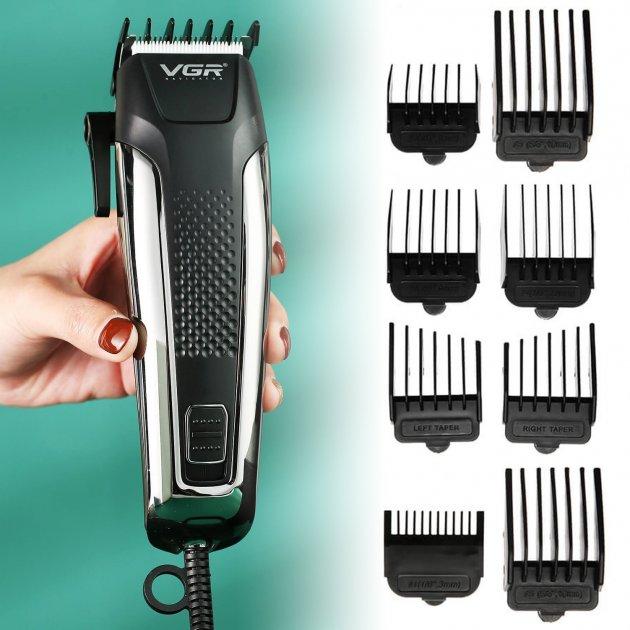 Профессиональная машинка для стрижки волос 8 насадок VGR V-120 Pro Черный + Ножницы - фото 8 - id-p1868880957