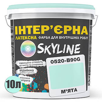 Фарба Інтер'єрна Латексна Skyline 0520-B90G М'ята 10л, фото 3