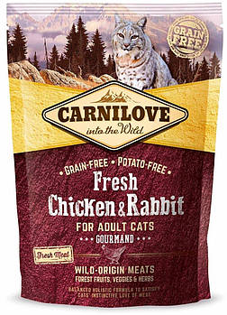 Беззерновий корм для кішок зі свіжим м'ясом курки та кролика Carnilove Fresh Chicken & Rabbit 400 г