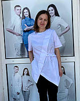 Медицинская женская модная оригинальная коттоновая куртка белого цвета, подойдет для косметолога, 42-56.