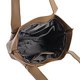 Модна жіноча сумка мокко якісна сумка шоппер на плече сумка тоут на руку сумка з екошкіри вміщує А4, фото 5