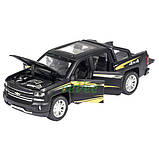 Машинка пікап Chevrolet Silverado 4x4 іграшка металева моделька колекційна 18 см Чорний (60086), фото 2