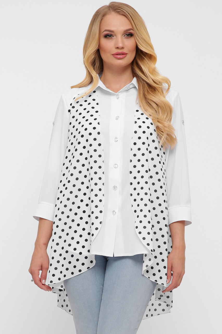 Подвійний блузон Любава чорний горох, фото 1