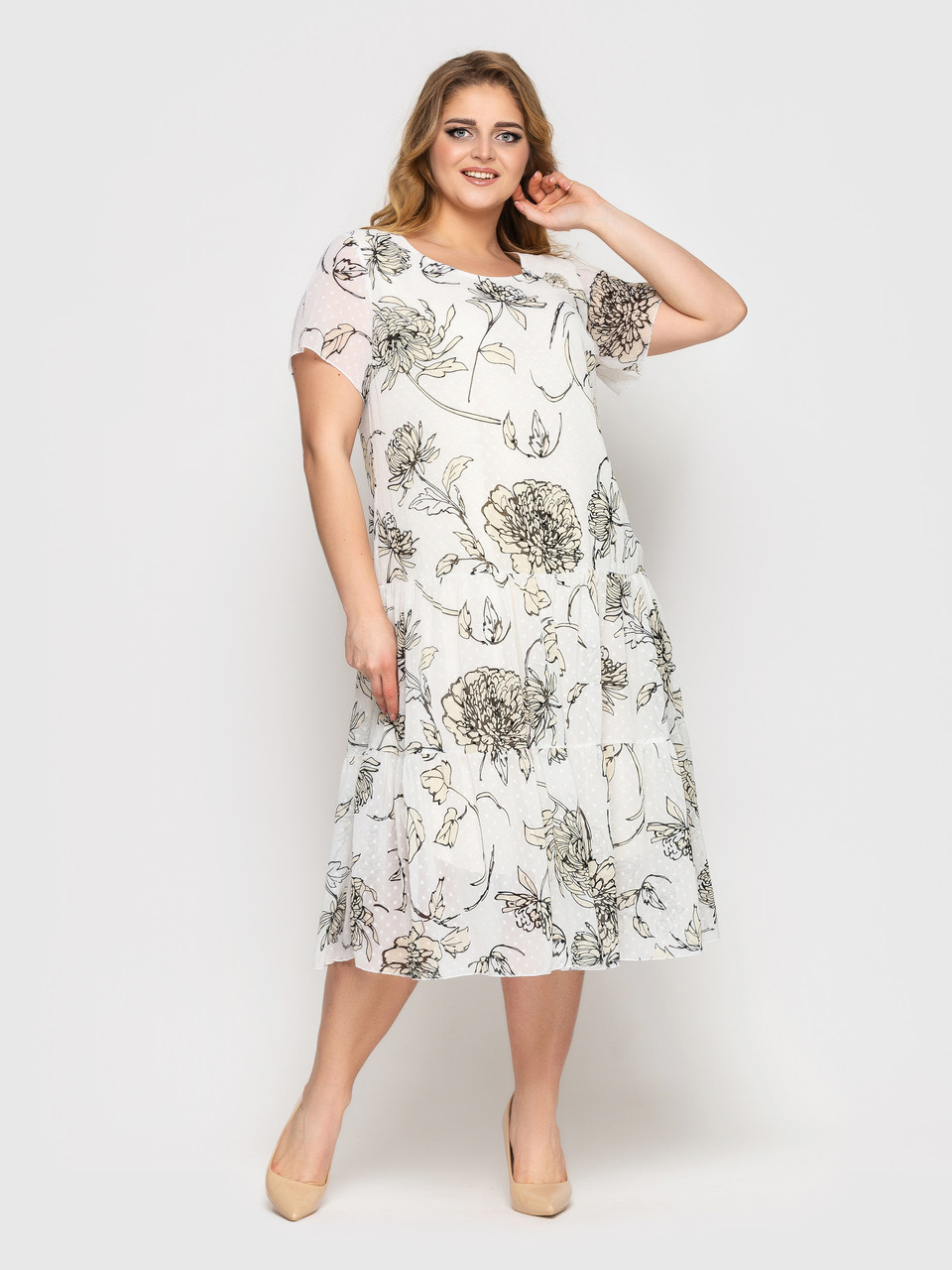 Плаття літнє Катаїс біле Півонії, фото 1