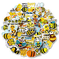 50 шт Водоотталкивающие стикеры на ноутбук, авто, Стикербомбинг, виниловые наклейки НАБОР пчелка