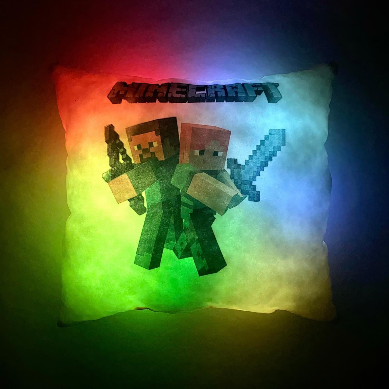 Подушка-нічник Minecraft — подарунок хлопчикові нічник подушка декоративна Габардин