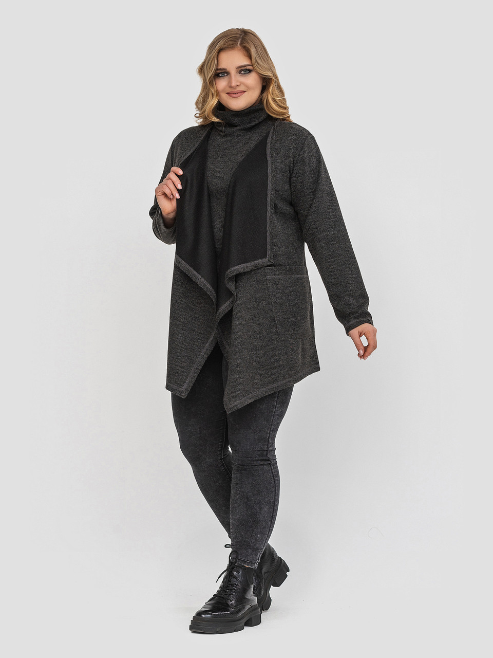 Комплект Лідія (гольф і кардиган) сірий, фото 1