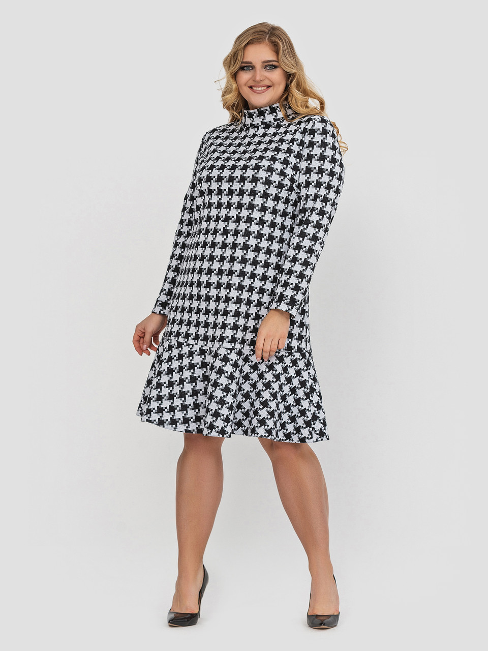 Тепле плаття Ніно чорно-біле, фото 1