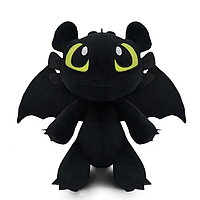 Мягкая игрушка дракон Ночная Фурия 30 см, игрушка Беззубик Как приручить дракона Черная