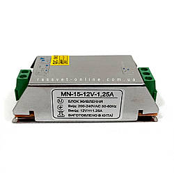 Блок живлення 15W MN-15-12 12V 1.25 А (15Вт 12В 1А) для світлодіодної LED стрічки, модулів, лінійок оптом