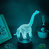 3D світильник з пультом і акумулятором 3D Lamp Динозавр Брахіозавр (LP-33736), фото 6