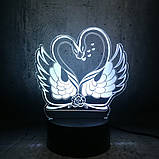 3D світильник з пультом і акумулятором 3D Lamp Лебеді (LP-17888), фото 6