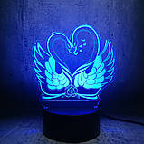 3D світильник з пультом і акумулятором 3D Lamp Лебеді (LP-17888), фото 9