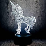 3D-світильник з пультом і акумулятором 3D Lamp Єдиноріг (LP-17832), фото 6