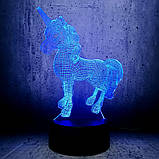 3D-світильник з пультом і акумулятором 3D Lamp Єдиноріг (LP-17832), фото 7