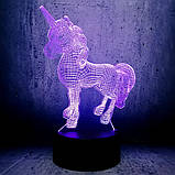 3D-світильник з пультом і акумулятором 3D Lamp Єдиноріг (LP-17832), фото 8
