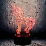 3D-світильник з пультом і акумулятором 3D Lamp Єдиноріг (LP-17832), фото 9