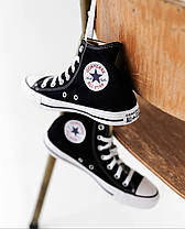 Чоловічі та жіночі кеди Converse All Star Конверс Олл Стар унісекс чорного кольору текстиль, фото 6