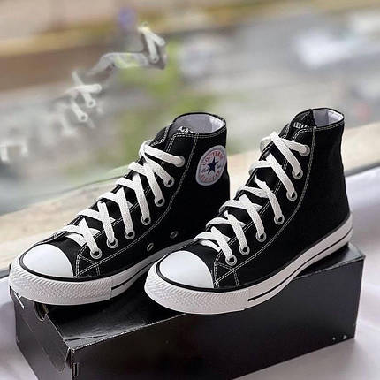 Чоловічі та жіночі кеди Converse All Star Конверс Олл Стар унісекс чорного кольору текстиль, фото 1