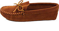 10.5 Brown Мужские кожаные мокасины на мягкой подошве Minnetonka со шнуровкой