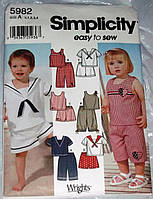 Simplicity Pattern 5982 Шорты для малышей двух размеров и с верхом, размер A (1/21234)