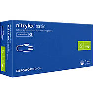 Перчатки нитриловые Nitrylex Basic синие S ( 100 шт/уп )