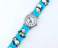 Часы детские Adis на полимерном ремешке, в хорошем качестве, панда, бирюзовые.