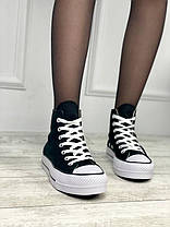 Жіночі кеди Converse All Star на платформі модель Конверс Олл Стар високі чорні текстиль В'єтнам, фото 4