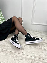 Жіночі кеди Converse All Star на платформі модель Конверс Олл Стар високі чорні текстиль В'єтнам, фото 5