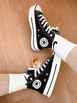 Жіночі кеди Converse All Star на платформі модель Конверс Олл Стар високі чорні текстиль В'єтнам, фото 6
