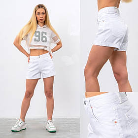 Жіночі білі короткі джинсові шорти з високою посадкою