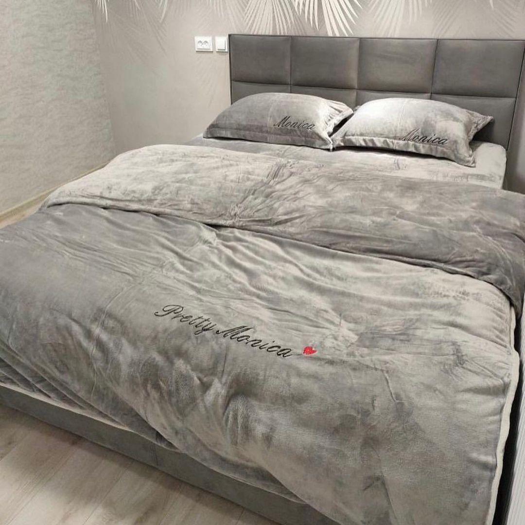 Велюрова постільна білизна Моніка Євро Сірий