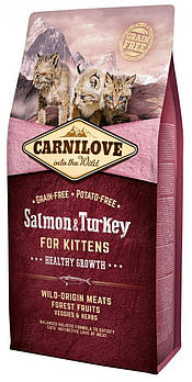 Беззерновий корм для кошенят з лососем та індичкою Carnilove Cat Salmon & Turkey Kitten 6 кг