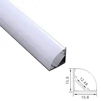 Профіль кутовий алюмінієвий ЛПУ16-2 АНОДОВАНИЙ з матовим розсіювачем (Комплект 2м.)