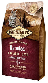 Беззерновий корм для активних котів з олениною та кабаном Carnilove Cat Raindeer Energy & Outdoor 2 кг
