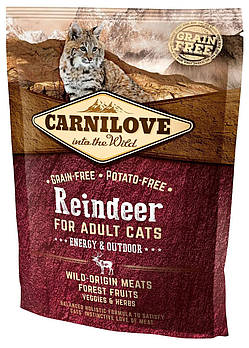 Беззерновий корм для активних котів з олениною та кабаном Carnilove Cat Raindeer Energy & Outdoor 400 г
