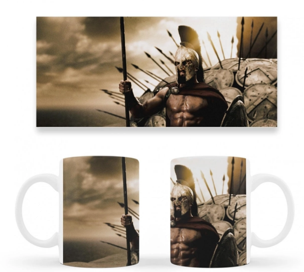 Чашка біла керамічна 300 Спартанців Цар Леонід ABC