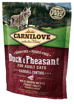 Сухий корм для виведення шерсті у котів Carnilove Cat Duck & Pheasant Hairball Controll 400 г (качка та фазан)
