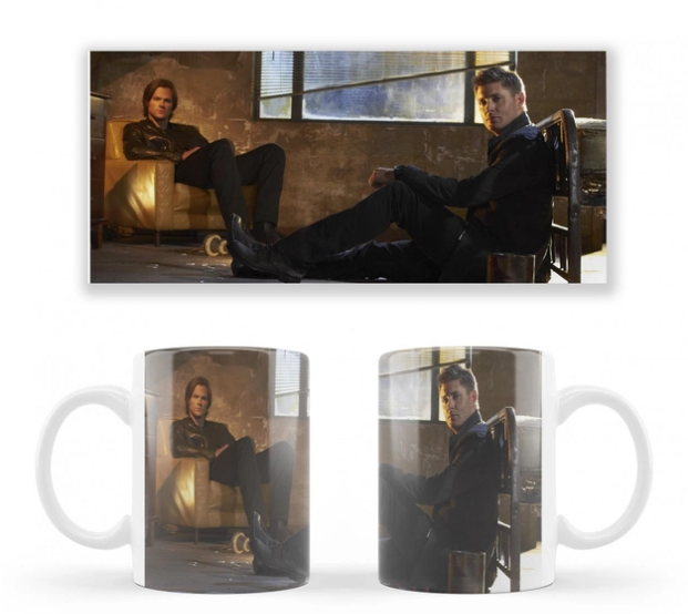 Чашка біла керамічна Supernatural Dean and Sam надприродна Дин і Сем ABC