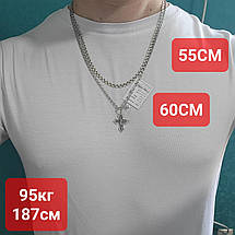 Срібний ланцюжок бісмарк і невеликий хрестик Срібло 925 проба, фото 6