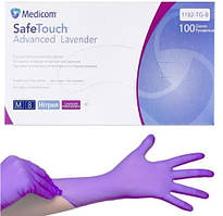 Нітрилові рукавички Medicom SafeTouch Advanced Lavender, щільність 3.5 г розмір M(7-8), 100 шт.