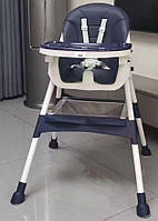 Стульчик для кормления детский Toti MF-08077, стальная конструкция, материал ткани PU, съемный столик, синий