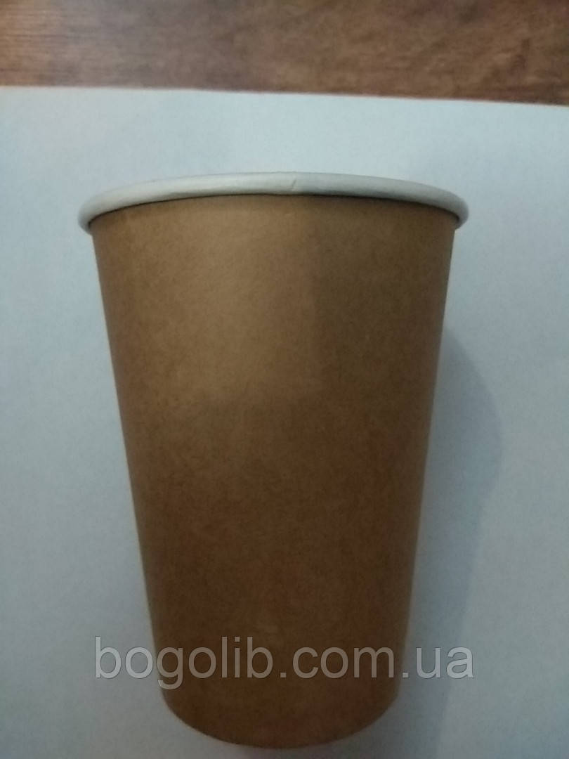 Стакан бумажный для кофе, чая 400мл двухслойний Крафт(коричневый) - фото 1 - id-p1869062616