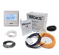 Электрический теплый пол, нагревательный кабель WOKS-18-220 Вт, 12 м с электронным программатором.