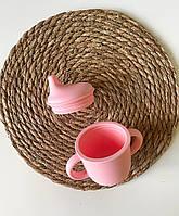 Детская силиконовая посуда для первого прикорма поильник-непроливайка с носиком розовый