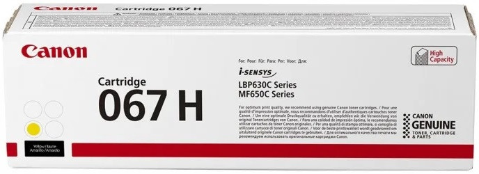 Canon Картридж 067H MF651Cw/MF655Cdw/MF657Cdw/LBP631Cw/LBP633Cdw Yellow (2350 стор.)
