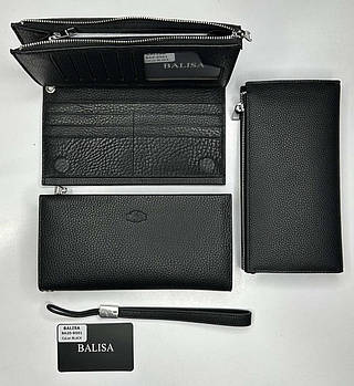 Гаманець чоловічий на блискавці з петелькою 10,5*20,5 см натуральна шкіра Balisa
