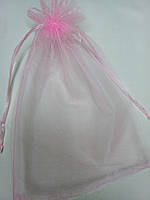 Торбинка для прикрас та подарунків з органзи 17х23см малиновий рожевий