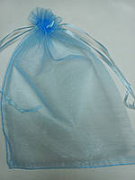 Торбинка для прикрас та подарунків з органзи 17х23см світло блакитний